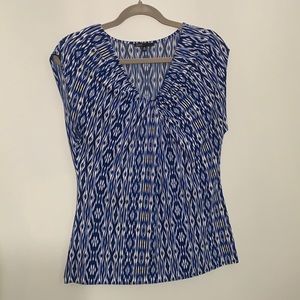 Blue, Black and White Sleeveless Top